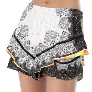 Lucky in Love Paisley in Love Layered Skirt Skort Women’s M Black White Bandanna